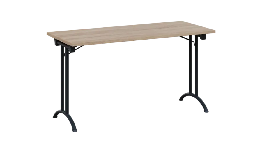 SLA 140 lak skládací jednací stůl 1394x600, deska 25 mm, podnož černý lak, deska dub bardolino